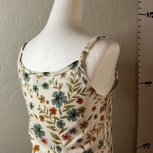 Divine Diva floral print sleeveless top adjustable straps blues & greens SZ S - Picture 4 of 9